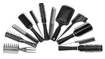 Hairdressing tools on white photo