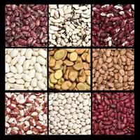Multicolored beans on black photo