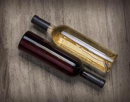 wine bottle  on wooden photo
