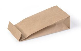 brown paper bag isolated on white photo