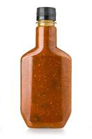 barbecue sauces in glass bottles photo