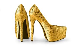gold shoes isolated photo