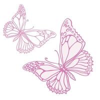 Butterflies. A simple drawing with your own hands. Minimalistic contour illustration. Vector EPS 10.