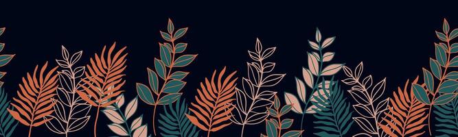 Leaves and flowers. Hand-drawn graphics. Seamless patterns for fabric and packaging design. vector