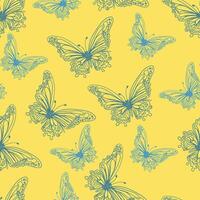 Leaves, butterflies and flowers. Hand-drawn graphics in beige shades. Seamless patterns for fabric and packaging design. vector