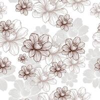 Leaves and flowers. Hand-drawn graphics. Seamless patterns for fabric and packaging design. vector