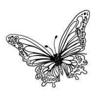 Butterflies. A simple drawing with your own hands. Minimalistic contour illustration. Vector EPS 10.