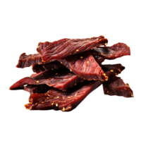 AI generated Fresh and delicious Beef jerky pieces isolated on transparent background png