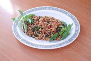 Krecek oncom kemangi. it is traditional food from indonesia. This food is a product of fermentation that is carried out by several types of mold, similar to the processing of tempeh photo