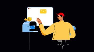 postbode levert nieuw brieven naar mensen Aan alpha kanaal video