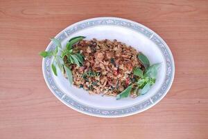 Krecek oncom kemangi. it is traditional food from indonesia. This food is a product of fermentation that is carried out by several types of mold, similar to the processing of tempeh photo