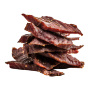 AI generated Fresh and delicious Beef jerky pieces isolated on transparent background png