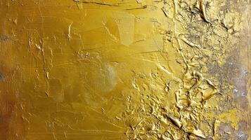 AI generated Gold plating texture background. Painted gold on the wall. Copy space. Horizontal format. photo