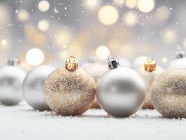 AI generated Christmas gold and silver balls. AI Generative photo