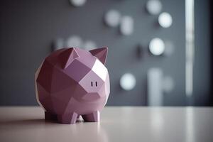 AI generated Piggy bank on a gray background. Generated by artificial intelligence. photo