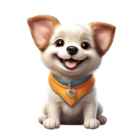 AI generated a cartoon dog wearing a collar and a bow tie png