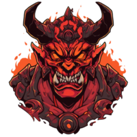 AI generated illustration of a scary devil's head, very suitable for tattoo designs and t-shirt screen printing png
