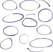 Sketch oval frames ellipse circle hand drawn frame vector