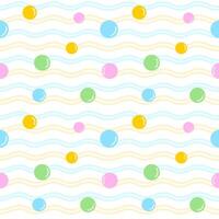 Seamless pattern Colorful abstract summer background with waves and curves, balloon, soda, fizzy water for printing, decoration vector