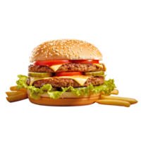 a burger with bacon, cheese, and bacon on it png
