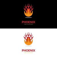 Fire Phoenix bird flared in gradient red color for spiritual bird burn logo design vector