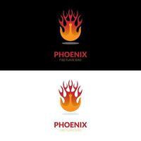 Fire Phoenix bird flared in gradient red color for spiritual bird burn logo design vector