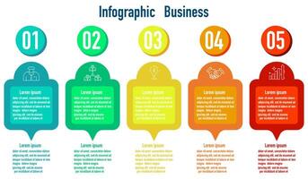 Infographic template for business information presentation. Vector square and icon elements. Modern workflow diagrams. Report plan 5 topics