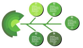 Infographic renewable energy template for energy consumption sustainable information presentation. Vector elements step eco green workflow diagrams. Report plan 5 topics