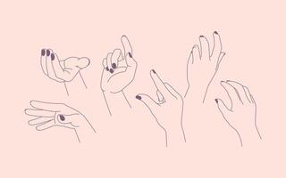 Hand Gestures in Lineout Style Collection vector