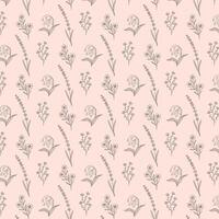 Floral Line Drawing Seamless Pattern vector