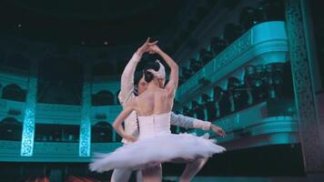 Professional duet of ballet dancers. Beautiful ballet. Young choreographers showing their creative art . video