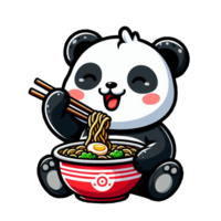 AI generated Panda Eating Ramen Cartoon png