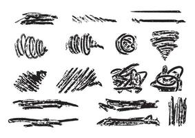 Collection of random hand drawn scribble of stroke, shape, Black pen marker shapes vector set