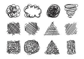 Collection of random hand drawn scribble of stroke, shape, Black pen marker shapes vector set