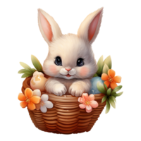 ai généré adorable Pâques lapin une de fête et duveteux personnage pour printemps célébrations png