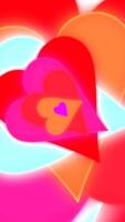 Rotating Hearts in Gradient Colors. Vertical Background video
