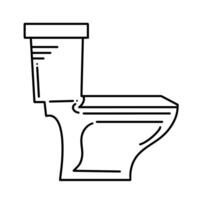 Toilet closet pictogram from side view vector icon outlined illustration isolated on square ratio white background. Simple flat cartoon art styled drawing.