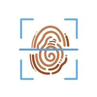 Fingerprint scan colored vector icon illustration isolated on square white background. Simple flat colored cartoon art styled drawing. Biometric identification protection.