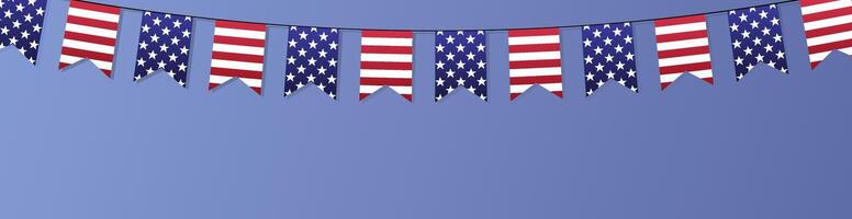 USA web banner. United States national flags vector background. American rectangular horizontal billboard banner