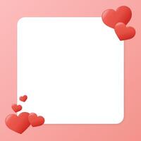 Valentines Day copy space for text. Cute hearts frame. Vector illustration. Love symbols and square white background for Valentines designs, social media posts.