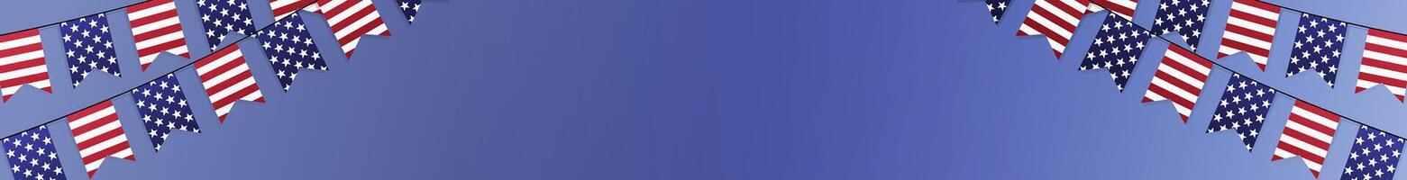 United States web banner. USA national flags vector background. American rectangular horizontal header banner with copy space.