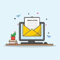 Newsletter Flat Vector Illustration. Email Campaign Concept. Online Marketing and Business Related Design