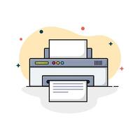 Printer Machine with Paper Vector Illustration. Office Object Concept