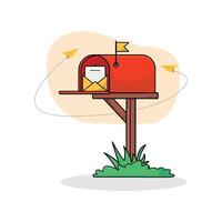 Red Mailbox with Envelope Vector Illustration.