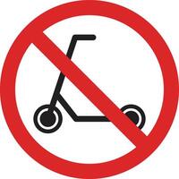 No scooter sign isolated on white background . No kick scooter icon vector