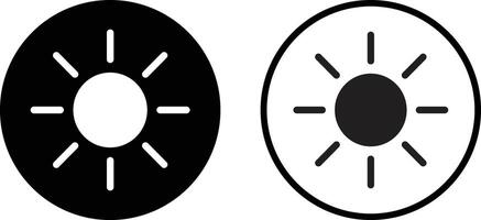 Sun icon set in two styles isolated on white background . Brightness icon vector . Intensity setting icon