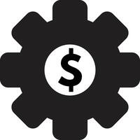 Dollar gears icon isolated on white background . Cogwheel with dollar sign . Vector illustration