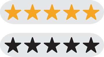 Five star rating icon set isolated on white background . Gold and black five star rating labels . Vector illustration