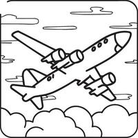 Airplane coloring pages. Airplane outline illustration vector