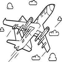 Airplane coloring pages. Airplane outline illustration vector